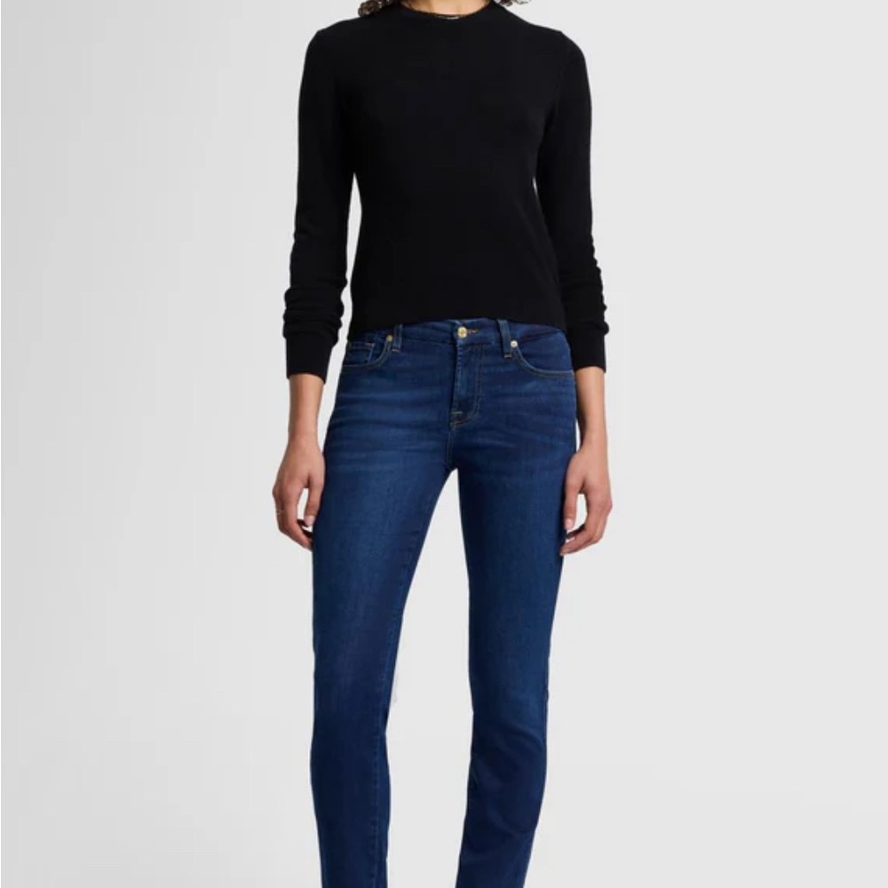 7 FOR ALL MANKIND Dark Blue Straight Leg Jeans